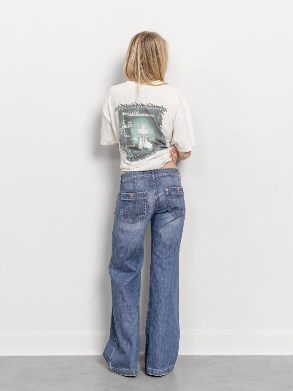 Low Rise Baggy Wide Leg Jeans Y2K 2000's Vintage Denim / 38 Inch Hips / Size 5 6 - Picture 7 of 14